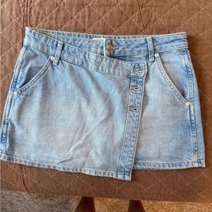 Free People Light Blue Denim Skirt